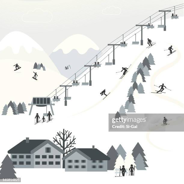 bildbanksillustrationer, clip art samt tecknat material och ikoner med ski resort - värdshus