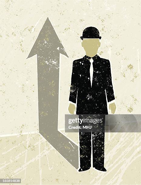 businessman casting an arrow shaped shadow - proactive stock illustrations