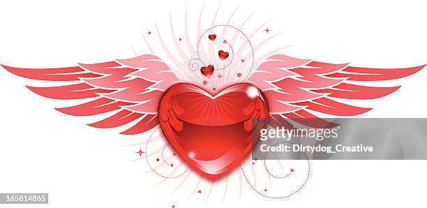 bildbanksillustrationer, clip art samt tecknat material och ikoner med valentine heart and wings - angel tattoos