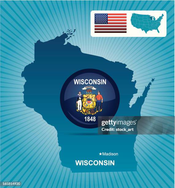 wisconsin state - wisconsin state flag stock illustrations