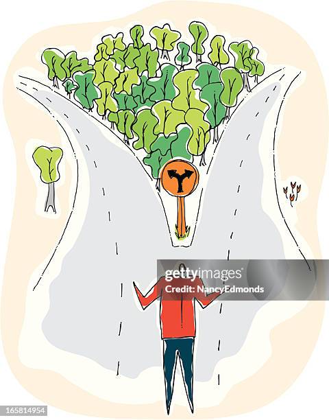 choosing a direction - roadblock illustration stock illustrations