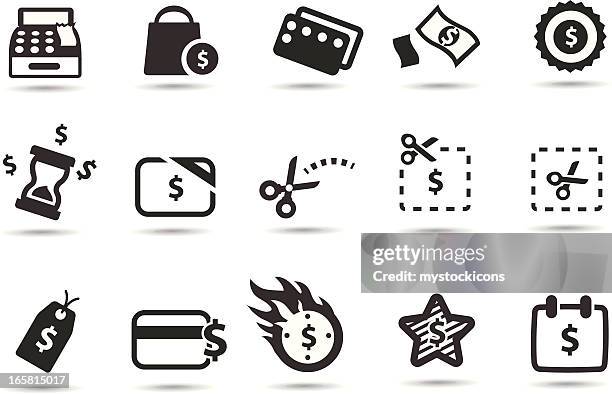 coupons, deals and saving icons - coupon stock illustrations