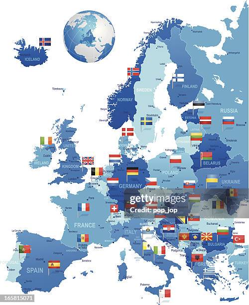 ilustraciones, imágenes clip art, dibujos animados e iconos de stock de bandera de mapa de europa con contactos - italy vs norwegian