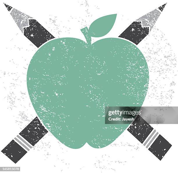 bildbanksillustrationer, clip art samt tecknat material och ikoner med apple pencil cross education icon - serigrafi