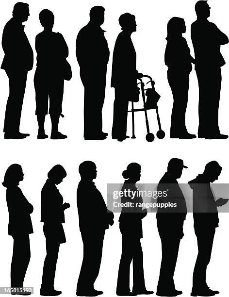 people waiting - mature adult stock illustrations