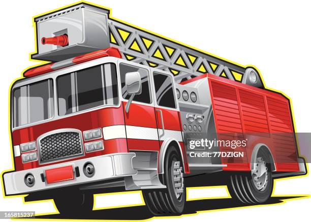 red feuerwehrwagen - fire engine stock-grafiken, -clipart, -cartoons und -symbole