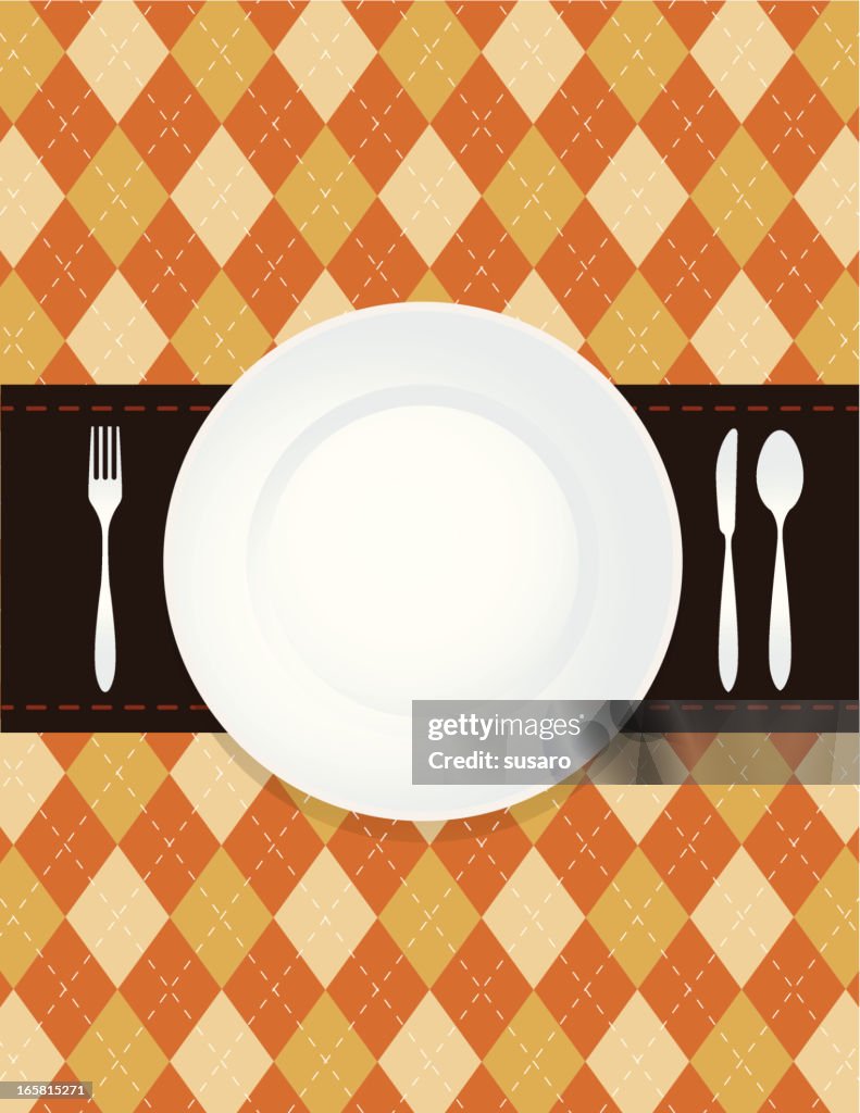 Plate Fork Spoon Knife Dining Illustration