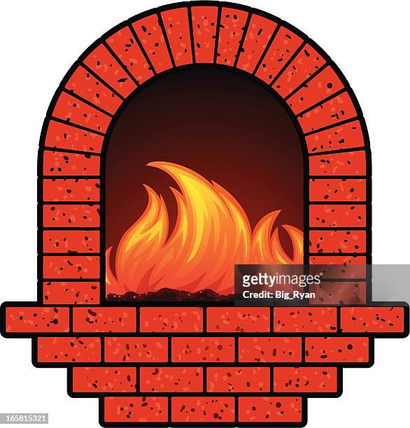brick oven - stove flame stock illustrations