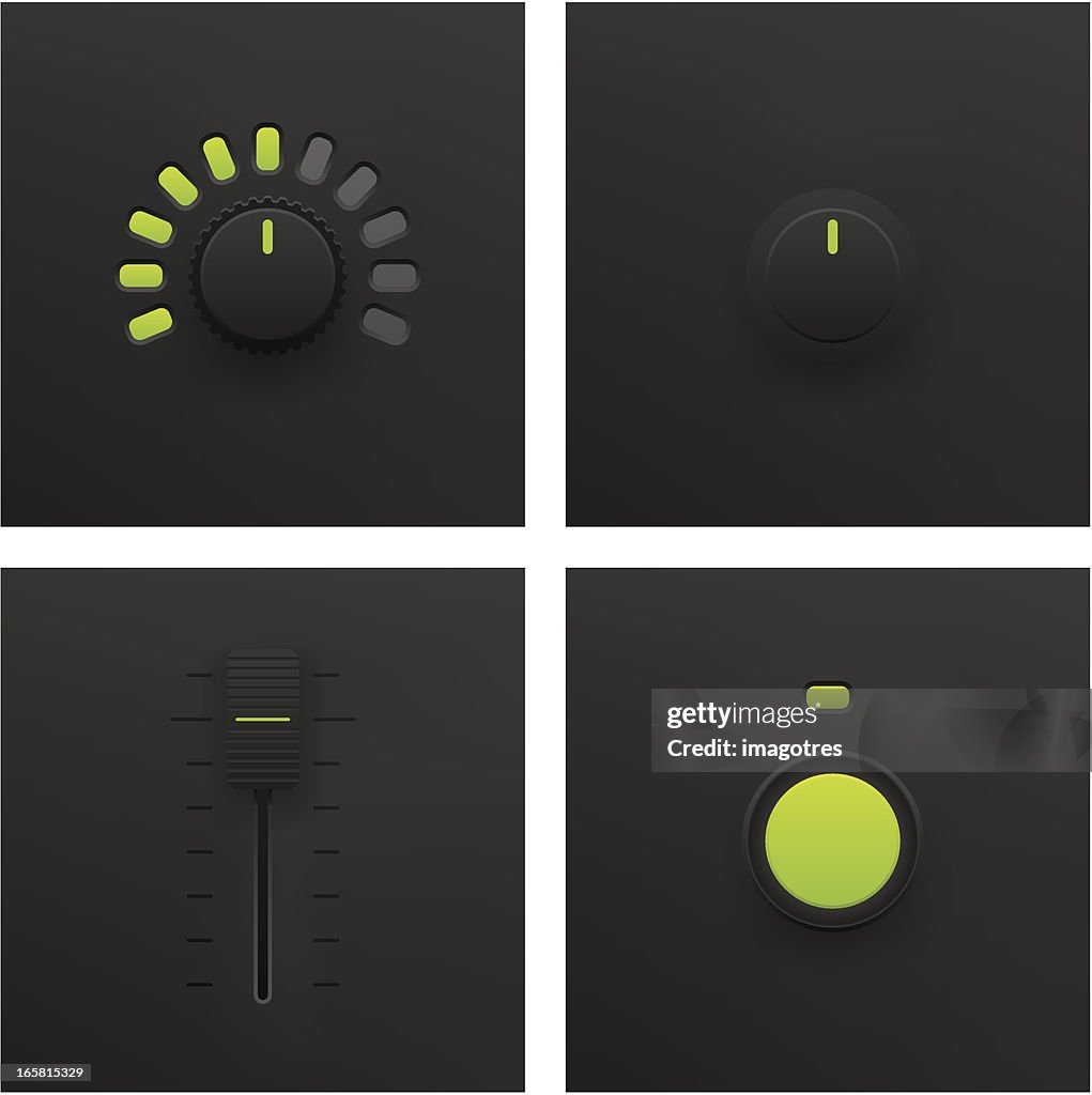 Knopfleiste, Schieberegler und Fader Vektor