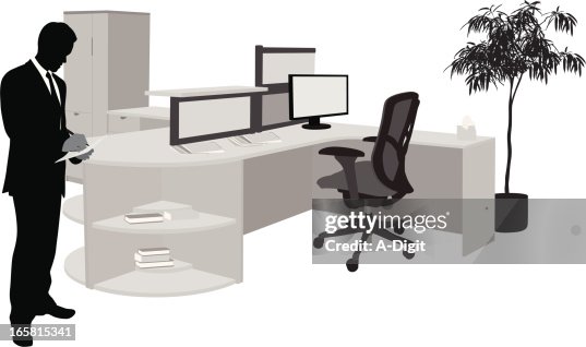 Computer'n Office Vector Silhouette Computer'n Office Vector Silhouette