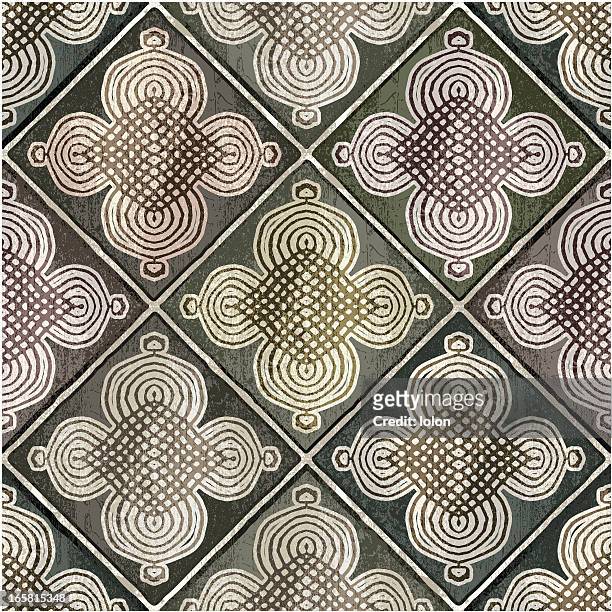green moroccan tiles - moroccan tile stock illustrations