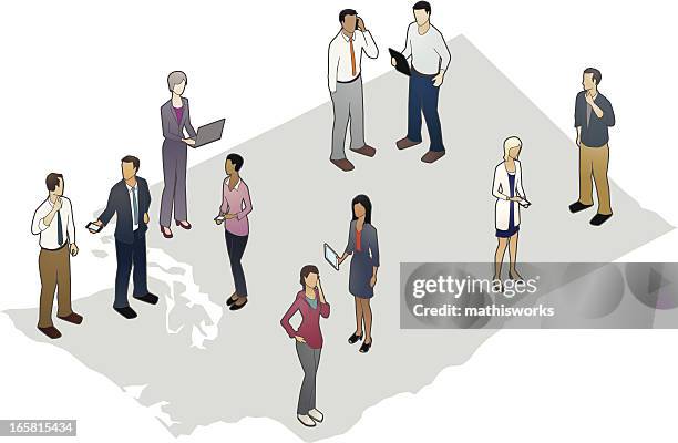 washington state map with people - latina business woman white background stock illustrations