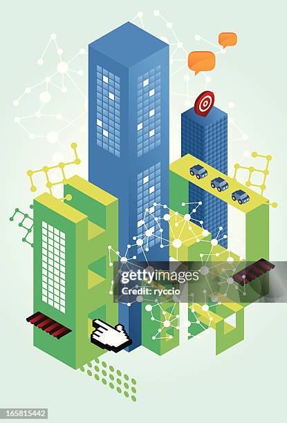 network abstract tower - car window stock illustrations