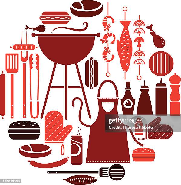 barbeque icon-set - bratspieß stock-grafiken, -clipart, -cartoons und -symbole