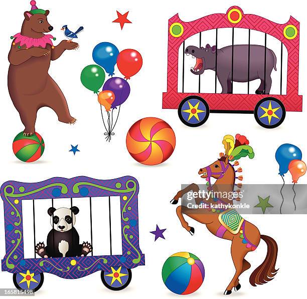 circus animals - bear white background stock illustrations