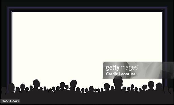 stockillustraties, clipart, cartoons en iconen met crowd (people are moveable and complete down to the waste) - projection screen