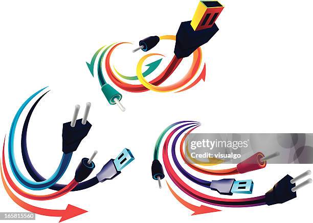 computer plugs - ethernet cable stock illustrations