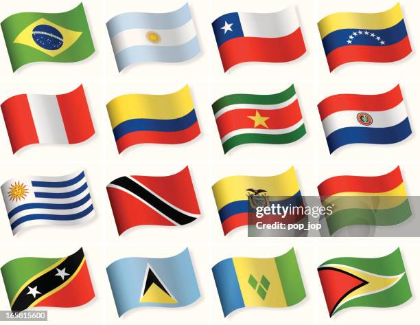 ilustraciones, imágenes clip art, dibujos animados e iconos de stock de bandera todo el icono colección-sur y américa central - bandera venezuela