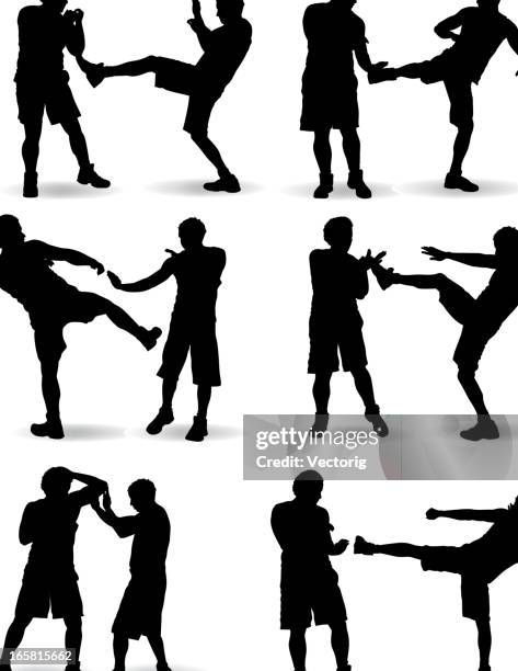 fighting silhouette - two sides argument stock illustrations