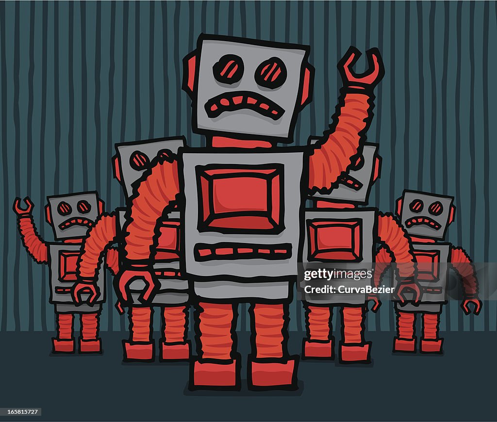 Angry Robô Multidão