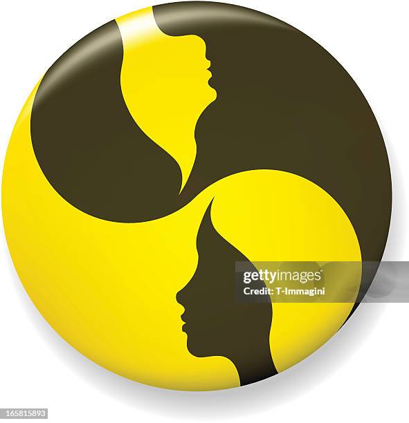 illustrazioni stock, clip art, cartoni animati e icone di tendenza di donna yin e yang tao pin - young jewelry silhouette