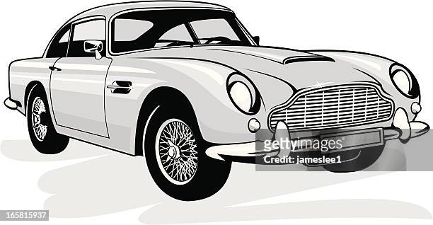 vintage car - auto silber stock-grafiken, -clipart, -cartoons und -symbole