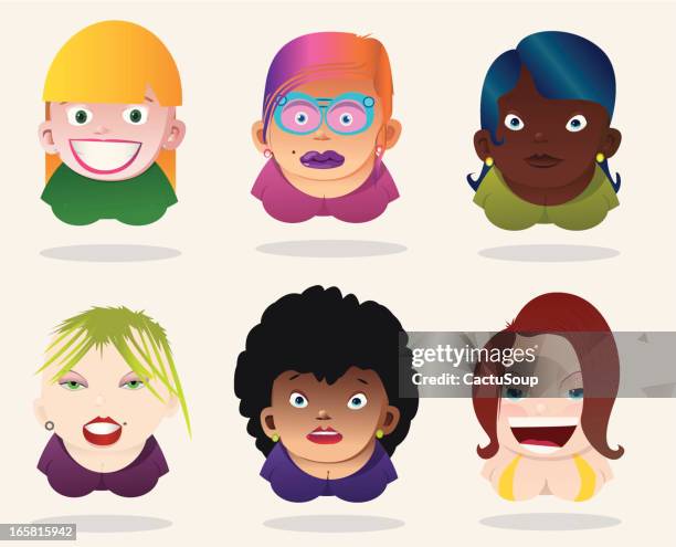 women icons - ginger glasses stock illustrations