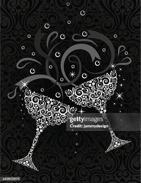champagne cheer - black lace background stock illustrations