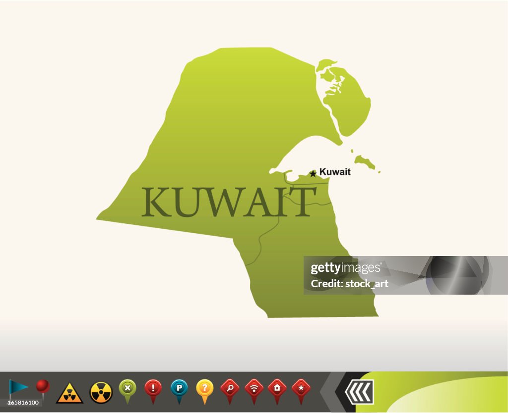 Kuwait map with navigation icons