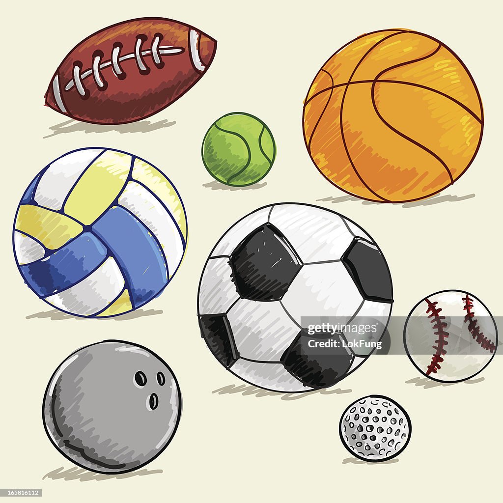 Sport collection in colour sketch