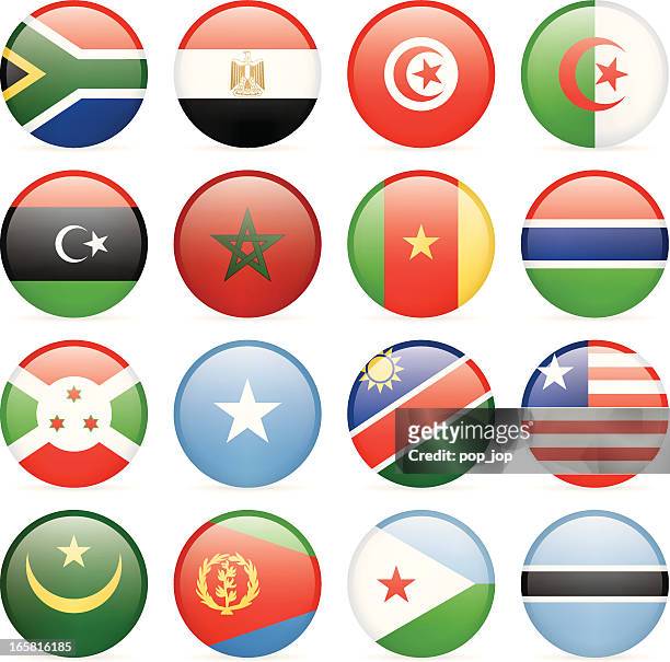 round flags of african countries icon collection - botswana 幅插畫檔、美工圖案、卡通及圖標