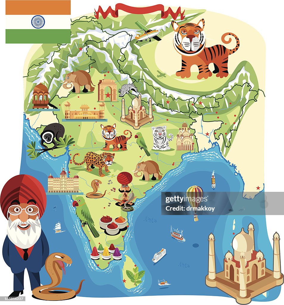 Cartoon map of India
