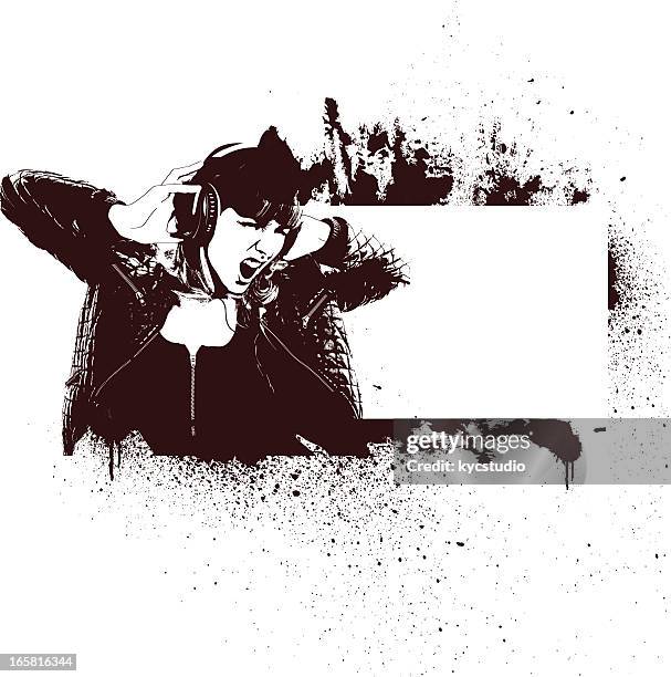 grunge rock singer banner - punk person stock illustrations