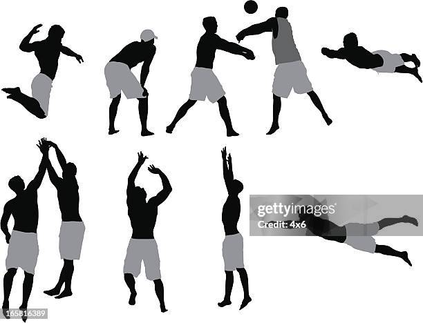 people playing beach volleyball - beach volleyball stock illustrations