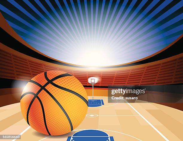 basketball court stadium side - sports hall stock illustrations