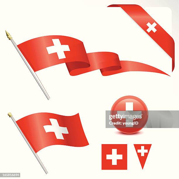 vector images of various swiss flag designs - pennon 幅插畫檔、美工圖案、卡通及圖標