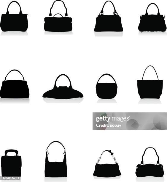 bags silhouette - handbag stock illustrations