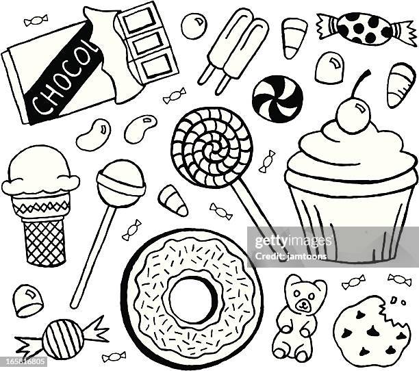 süßigkeiten und kritzeleien - hartbonbon stock-grafiken, -clipart, -cartoons und -symbole