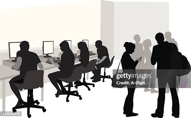 computer ease vector silhouette - computer training stock illustrations