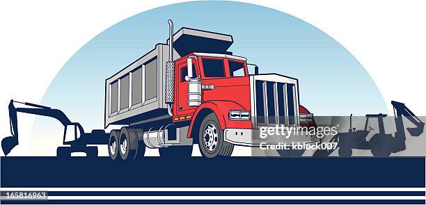 ilustraciones, imágenes clip art, dibujos animados e iconos de stock de camión de descarga - camión de descarga
