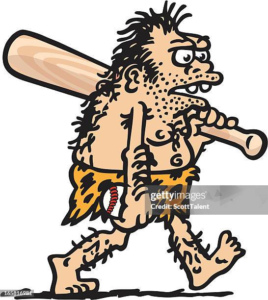 baseball caveman - caveman stock illustrations