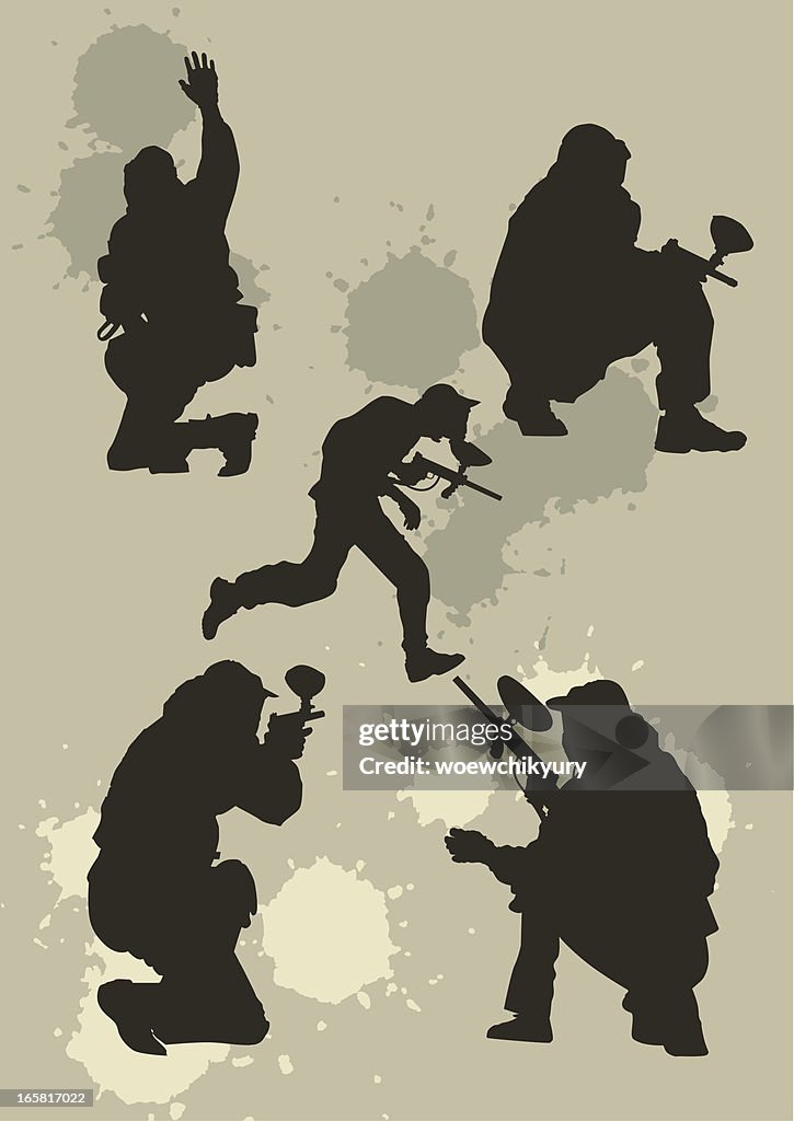 Silhuetas de jogadores de Paintball