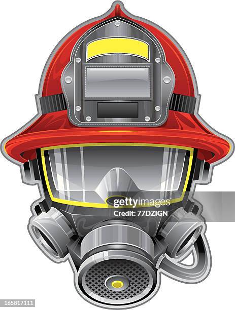 feuerwehrmann maske - firefighter's helmet stock-grafiken, -clipart, -cartoons und -symbole