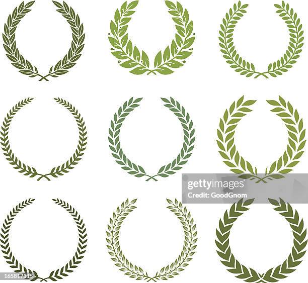 bildbanksillustrationer, clip art samt tecknat material och ikoner med green laurel wreath set - internationella multisportevenemang