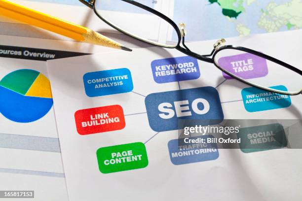 seo-diagramm - digitales marketing stock-fotos und bilder
