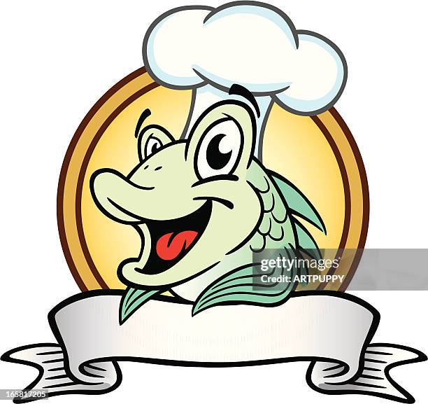 stockillustraties, clipart, cartoons en iconen met fish cook sign - fish and chips