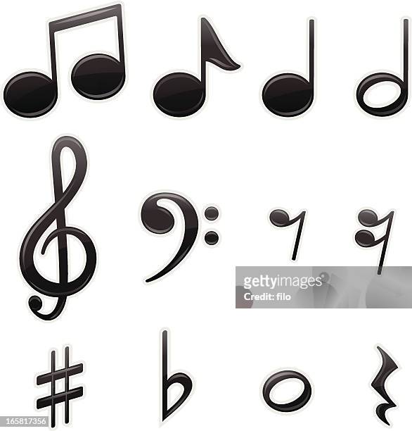musical symbols - 3d music notes stock illustrations