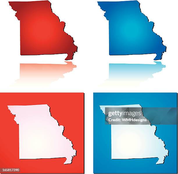 red blue missouri - missouri map stock illustrations