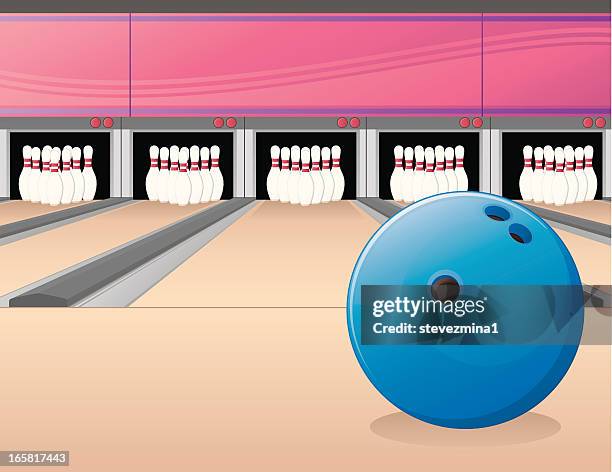 bowling alley - bowlingbahn stock-grafiken, -clipart, -cartoons und -symbole