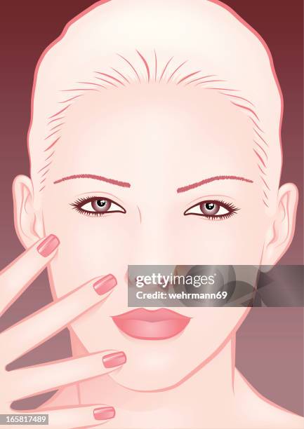face and fingernails - red fingernails stock illustrations